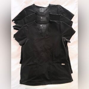 Figs Classic Black Scrub Tops set of 3